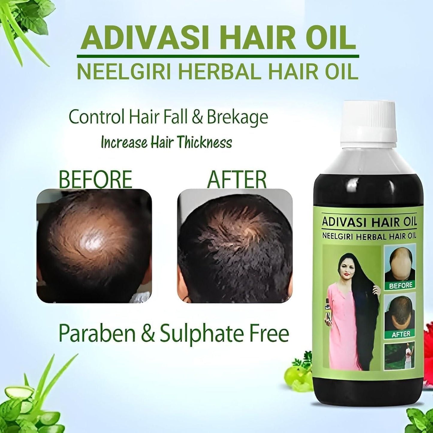 Original Adivasi Neelgiri Herbal Hair Oil 125ML (Pack of 2)