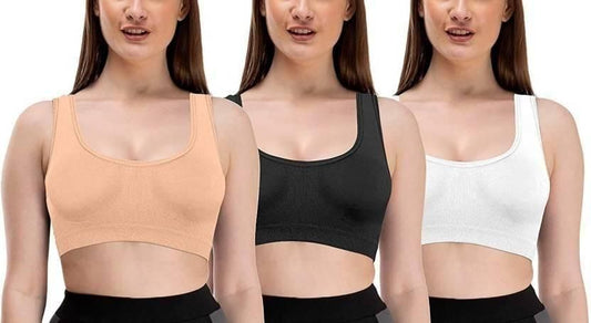 Women's Cotton Solid Non Padded Air Bra (Pack of 3)